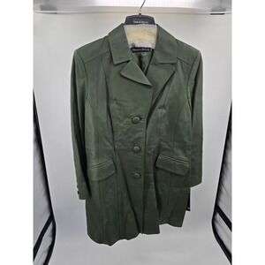 Pamela McCoy Olive Green Genuine Leather Car Coat Jacket Plus Size 1X NWT